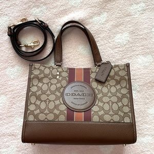Like New Dempsey Carryall In Signature Jacquard With Stripe And Coach Patch